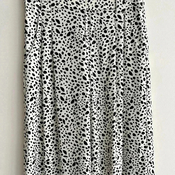 Zara Dalmatian Print Pleated Wide Leg Cropped Trouser Culottes in White, Med - Picture 3 of 16
